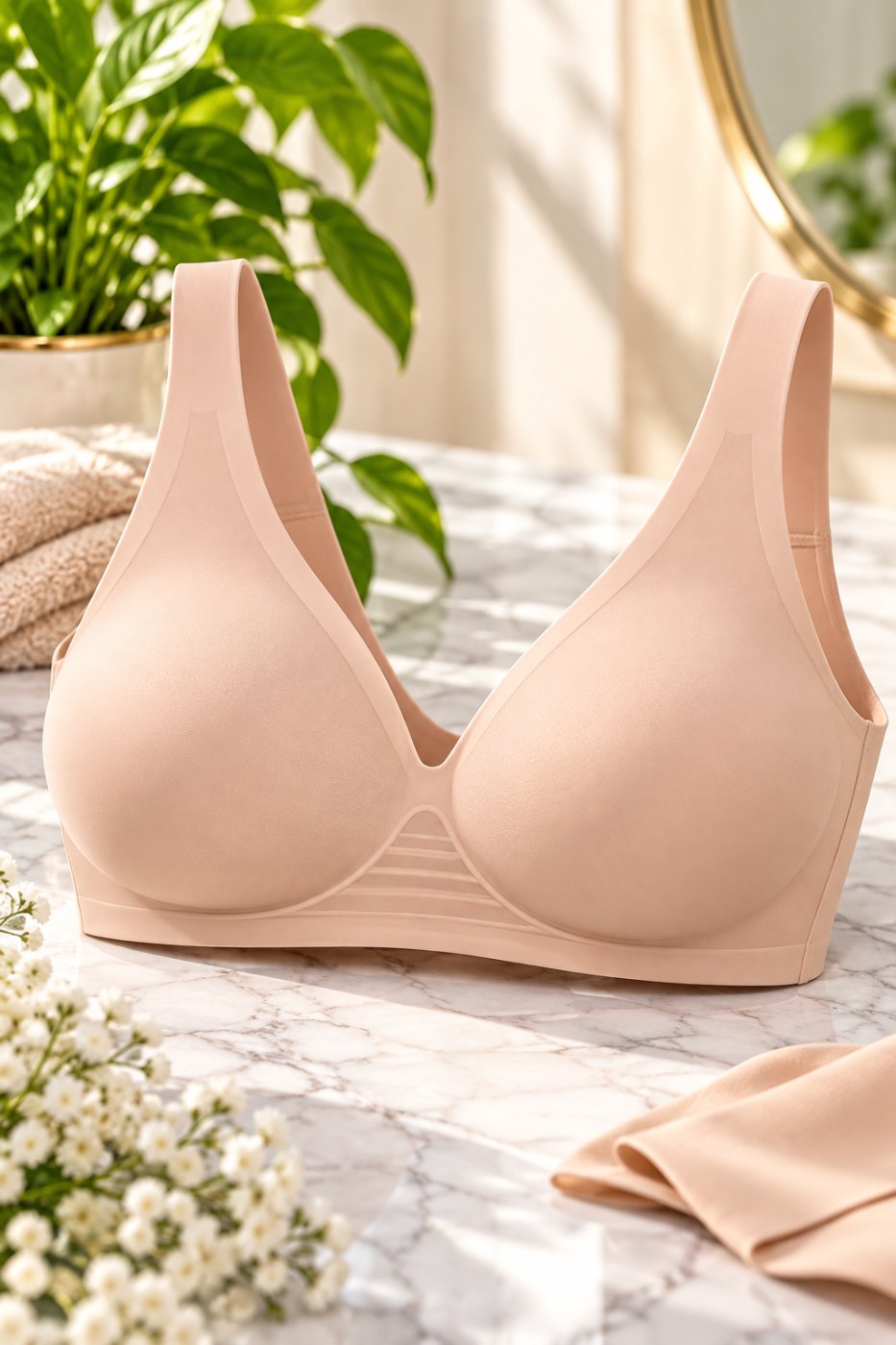OEAK Womens Jelly Bras Wireless Deep V Bralette Comfy Push Up Tshirt Bras