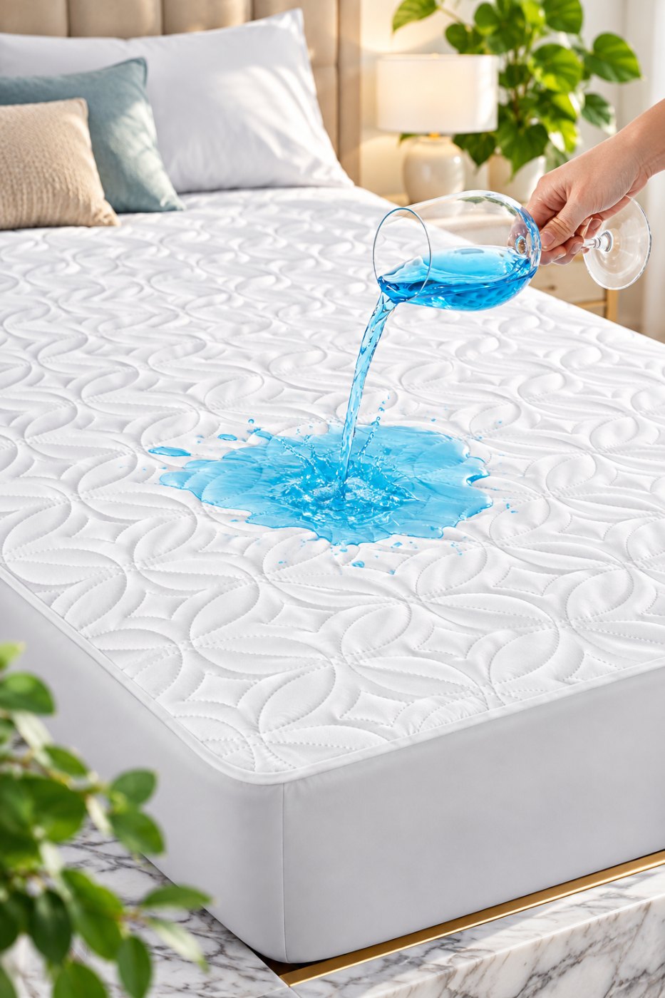 BEDLORE Waterproof Mattress Protector, Queen Size Mattress Pad Noiseless